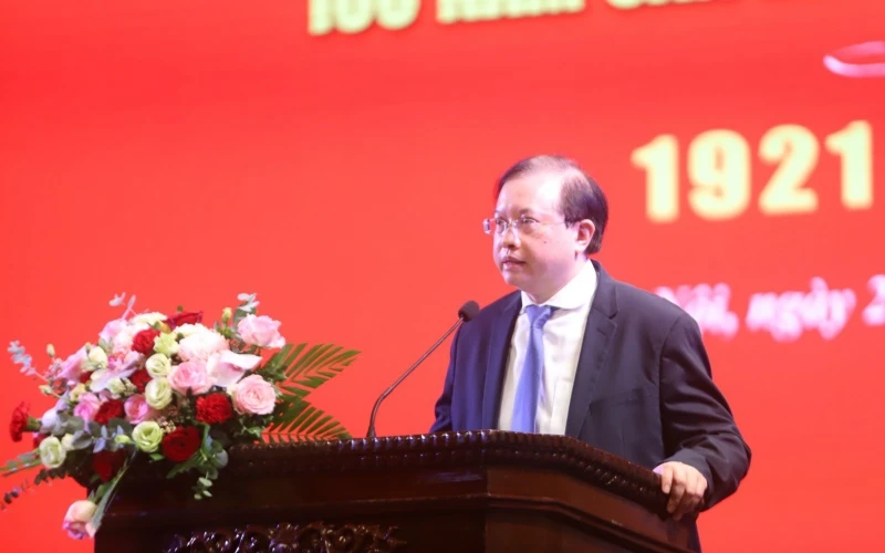Thứ trưởng Văn hóa, Thể thao và Du lịch Tạ Quang Đông phát biểu tại Lễ kỷ niệm.