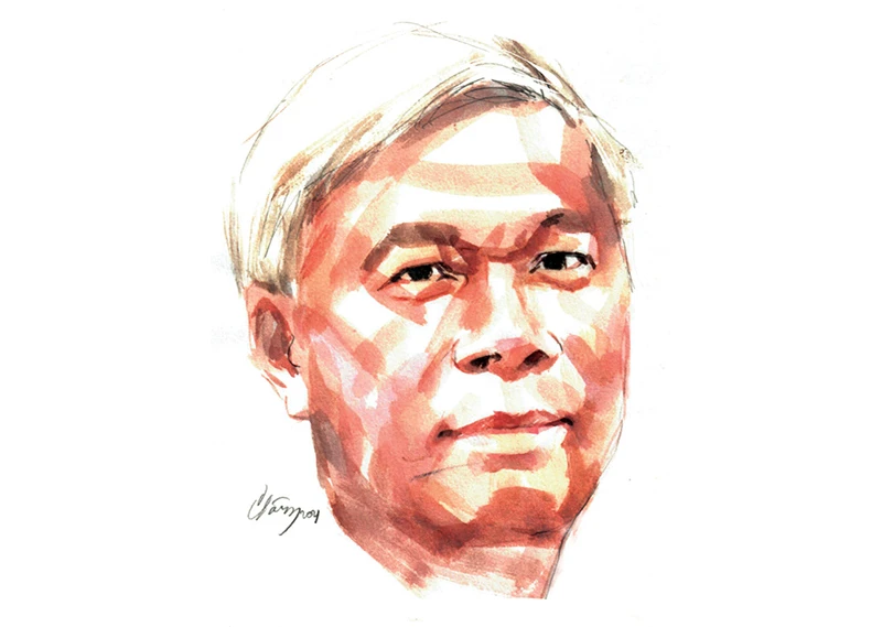 Ký họa chân dung nhà thơ Nguyễn Huy Hoàng của họa sĩ Đỗ Hoàng Tường.