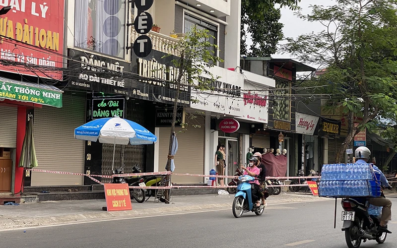 Khu vực cách ly y tế trên đường Nguyễn Du, TP Nam Định.