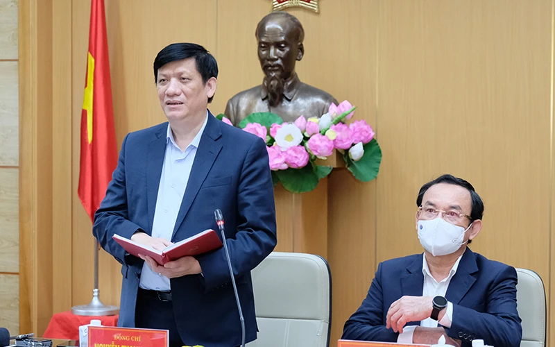 Bộ trưởng Y tế Nguyễn Thanh Long phát biểu. (Ảnh: TRẦN MINH)