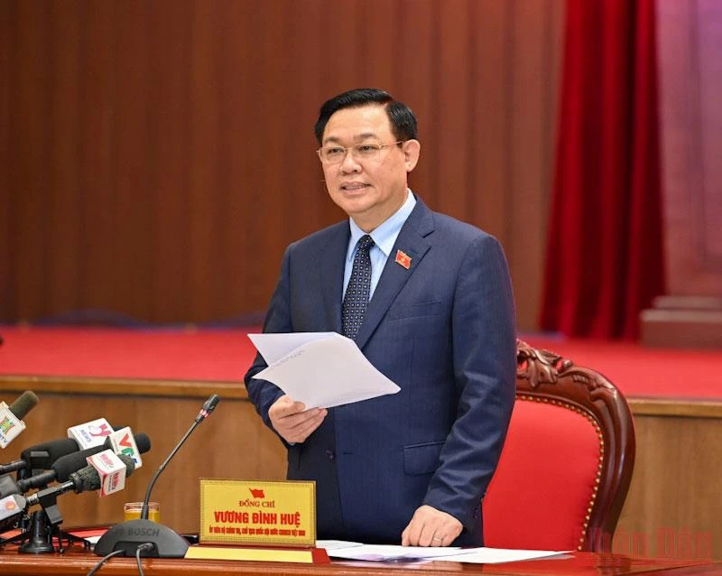 Chủ tịch Quốc hội Vương Đình Huệ phát biểu tại Hội nghị. (Ảnh: DUY LINH)
