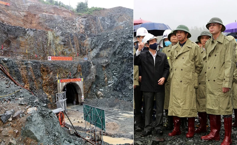 Phó Thủ tướng Lê Văn Thành kiểm tra thực địa công trường thi công dự án Nhà máy Thủy điện Hòa Bình mở rộng. Ảnh VGP