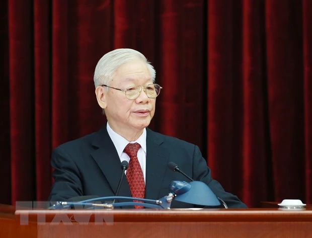 Tổng Bí thư Nguyễn Phú Trọng phát biểu khai mạc Hội nghị Trung ương 4 khóa XIII. Ảnh: TTXVN