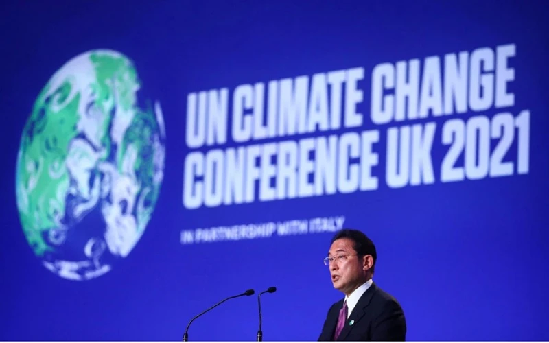 Thủ tướng Nhật Bản Kishida Fumio phát biểu tại COP26. (Ảnh: Reuters)