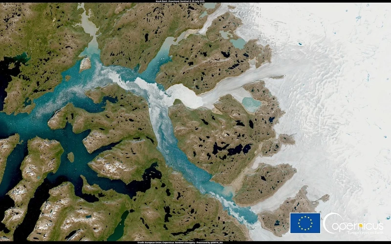 Hình ảnh vệ tinh về tình trạng băng tan ở Greenland. (Ảnh: Liên minh châu Âu/Reuters)