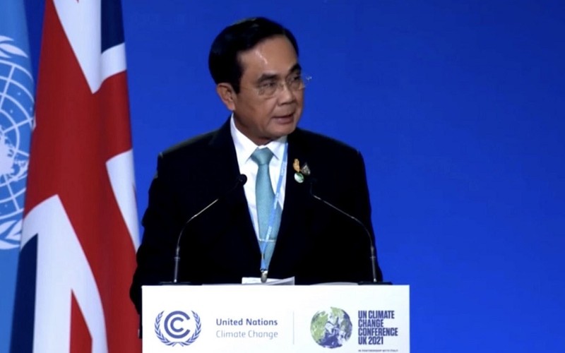 Thủ tướng Thái Lan Prayut Chan-o-cha phát biểu tại COP26. (Ảnh: Chính phủ Thái Lan)