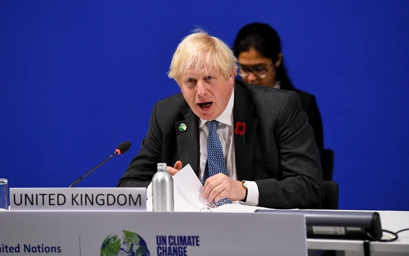 Thủ tướng Anh Boris Johnson phát biểu ý kiến tại một sự kiện trong khuôn khổ COP26. (Ảnh: Chính phủ Anh)