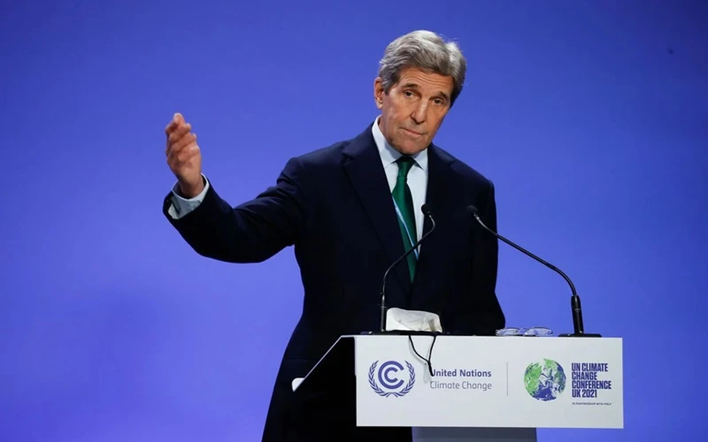Ông John Kerry phát biểu ý kiến tại phiên họp của COP26, ngày 5/11. (Ảnh: Reuters)