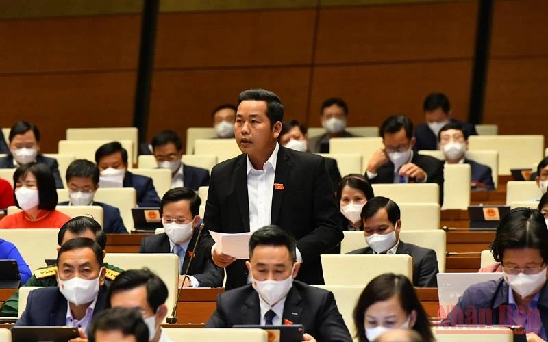 Đại biểu Dương Tấn Quân (Bà Rịa - Vũng Tàu) phát biểu tại phiên thảo luận của Quốc hội ngày 8/11. (Ảnh: LINH NGUYÊN)