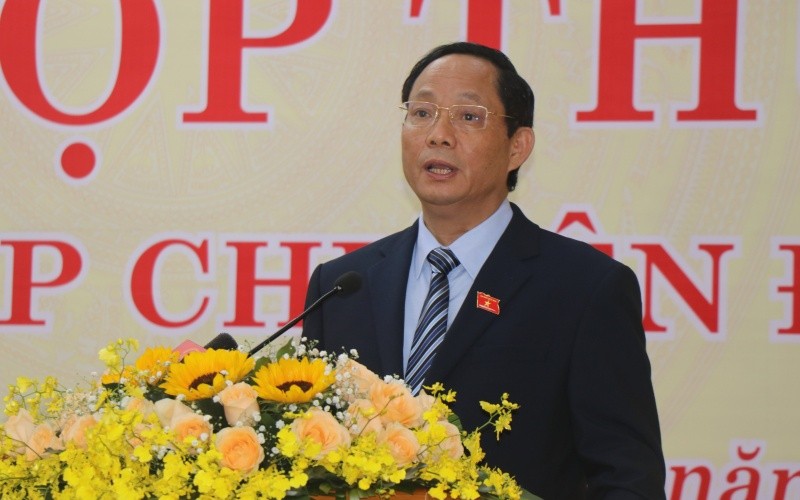 Phó Chủ tịch Quốc hội Trần Quang Phương phát biểu tại kỳ họp thứ 5 HĐND tỉnh Quảng Ngãi khóa XIII. 
