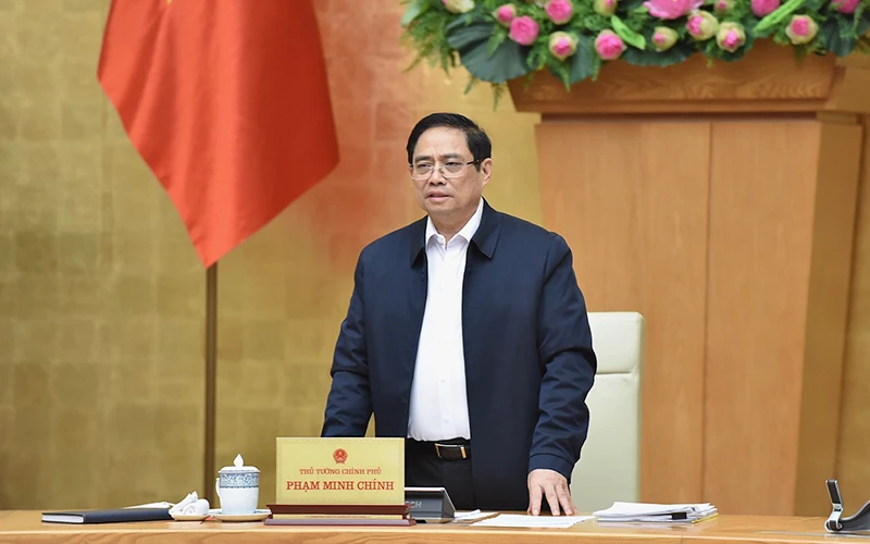 Thủ tướng Phạm Minh Chính phát biểu ý kiến tại phiên họp. 
