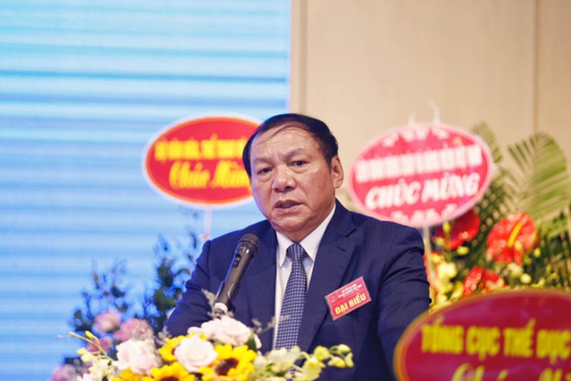 Đồng chí Nguyễn Văn Hùng, Ủy viên Trung ương Đảng, Bộ trưởng Bộ Văn hóa, Thể thao và Du lịch phát biểu tại buổi lễ. (Ảnh: VOC)