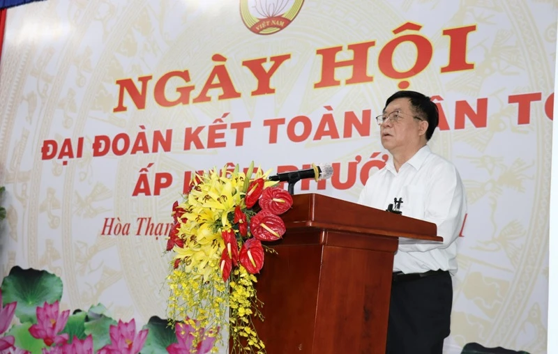 Đồng chí Nguyễn Trọng Nghĩa, Bí thư Trung ương Đảng, Trưởng Ban Tuyên giáo Trung ương phát biểu tại Ngày hội.