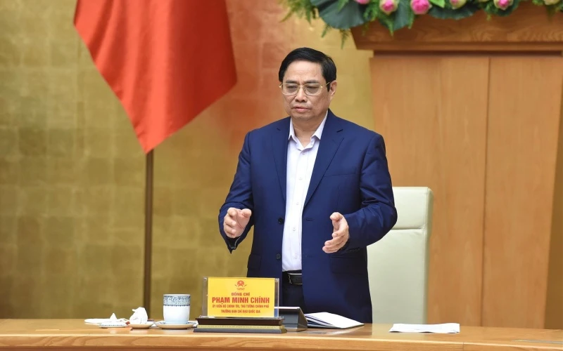 Thủ tướng Phạm Minh Chính chủ trì cuộc họp trực tuyến.