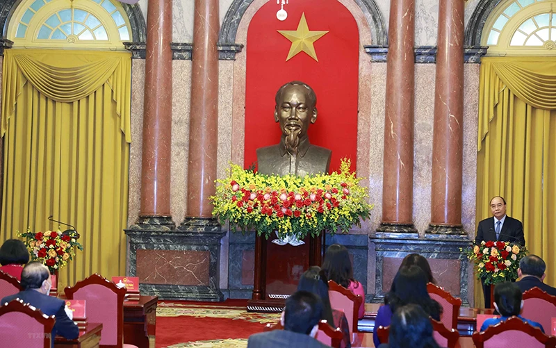 Chủ tịch nước Nguyễn Xuân Phúc phát biểu tại buổi lễ (Ảnh: TTXVN)