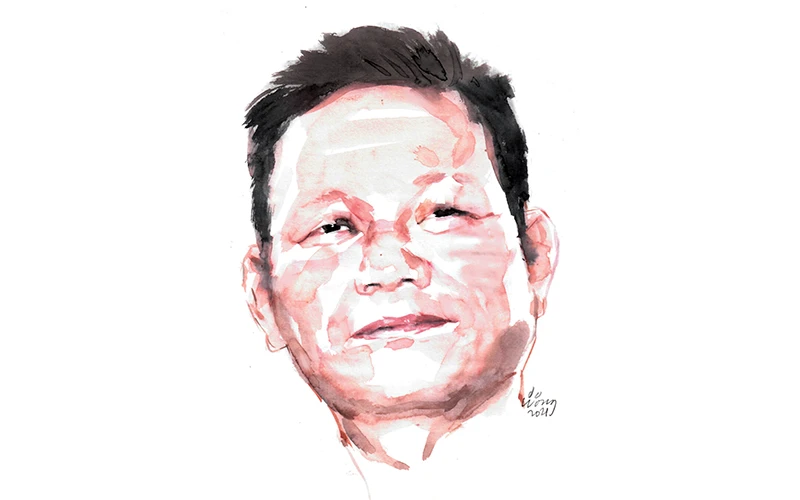 Ký họa chân dung nhà thơ Nguyễn Linh Khiếu của họa sĩ Ðỗ Hoàng Tường.