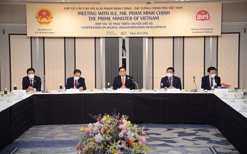 Thủ tướng Phạm Minh Chính làm việc với lãnh đạo các tập đoàn lớn của Nhật Bản trong lĩnh vực chuyển đổi số.
