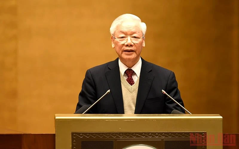 Tổng Bí thư Nguyễn Phú Trọng phát biểu tại Hội nghị. (Ảnh: Đăng Khoa)