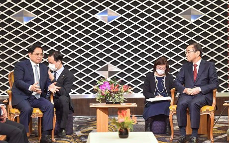 Thủ tướng Phạm Minh Chính đã tiếp ông Nobuhiko Sasaki, Chủ tịch Tổ chức xúc tiến thương mại Nhật Bản (JETRO). (Ảnh: VGP/Nhật Bắc)