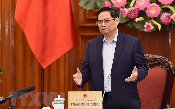 Thủ tướng Phạm Minh Chính phát biểu tại cuộc họp. (Ảnh: Dương Giang/TTXVN)