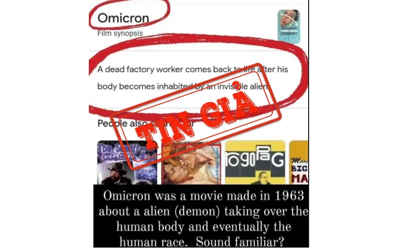 Bài đăng đưa tin sai sự thật về biến thể Omicron trên mạng xã hội Facebook.