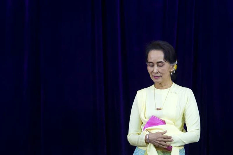 Bà Aung San Suu Kyi tại Yangon, Myanmar, ngày 28/8/2018. (Ảnh: AFP/TTXVN)