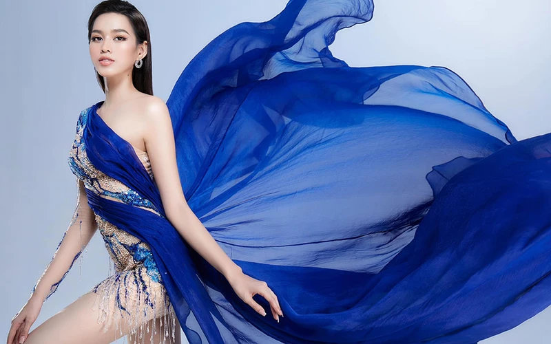 Trang phục của nhà thiết kế Đỗ Long mà hoa hậu Đỗ Thị Hà trình diễn trong cuộc thi Top Model. (Ảnh: FB nhân vật)
