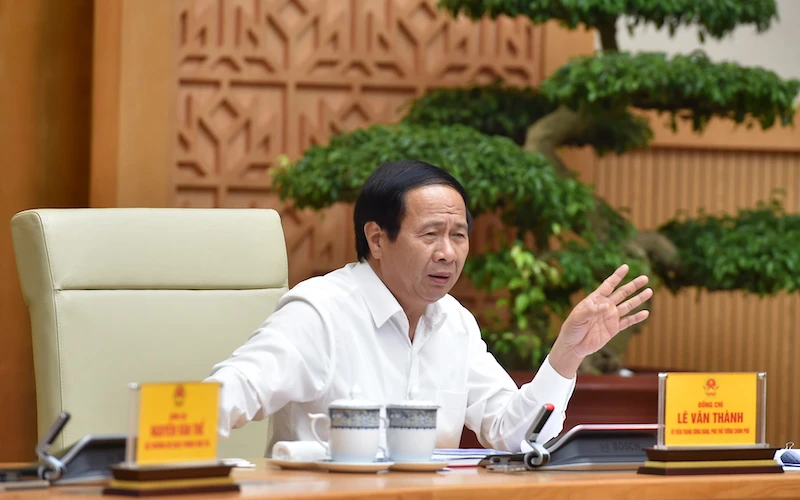 Phó Thủ tướng Lê Văn Thành chủ trì cuộc giao ban với các bộ, ngành và tỉnh Đồng Nai về tiến độ triển khai dự án xây dựng sân bay Long Thành. (ĐỨC TUÂN)