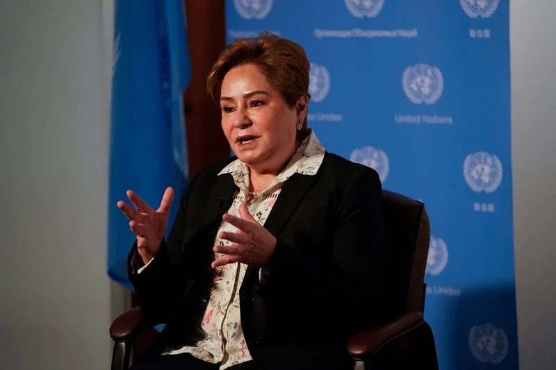 Thư ký điều hành Công ước khung của Liên hợp quốc về biến đổi khí hậu, bà Patricia Espinosa phát biểu trong cuộc phỏng vấn của Reuters ngày 7/12. Ảnh: Reuters.