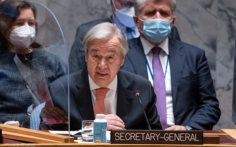 Tổng Thư ký Liên hợp quốc Antonio Guterres phát biểu tại cuộc họp ở New York, Mỹ, ngày 9/11 vừa qua. (Ảnh: TTXVN)