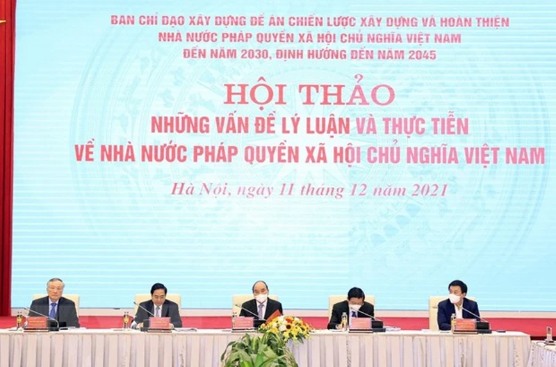 [Hình ảnh] Chủ tịch nước chủ trì hội thảo về Nhà nước pháp quyền xã hội chủ nghĩa