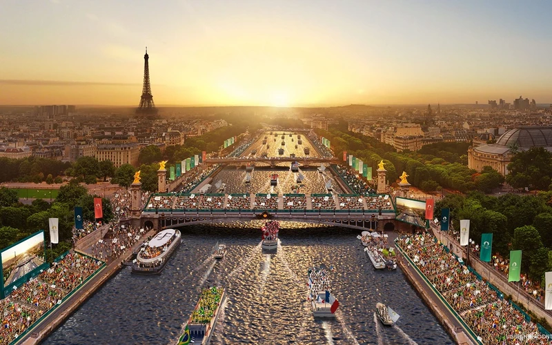 Khung cảnh sông Seine dự kiến trong Lễ khai mạc Olympic Paris 2024. (Ảnh: olympics.com)