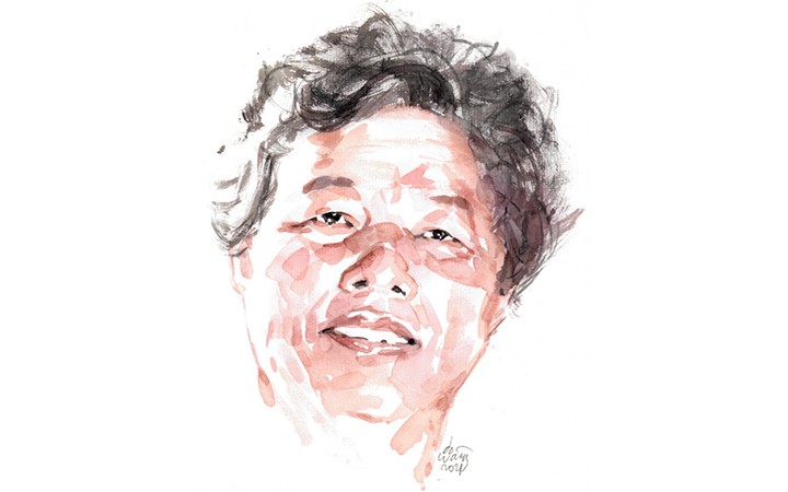 Ký họa chân dung nhà thơ Bùi Quang Thanh của họa sĩ Đỗ Hoàng Tường.