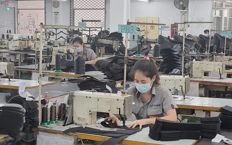 Công nhân làm việc tại Công ty TNHH Công nghiệp Đức Bổn, khu chế xuất Tân Thuận, quận 7, TP Hồ Chí Minh.
