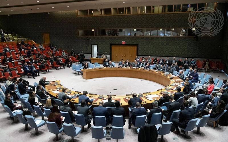 Hội đồng Bảo an thảo luận vấn đề hòa bình, an ninh quốc tế. Ảnh LIÊN HỢP QUỐC 