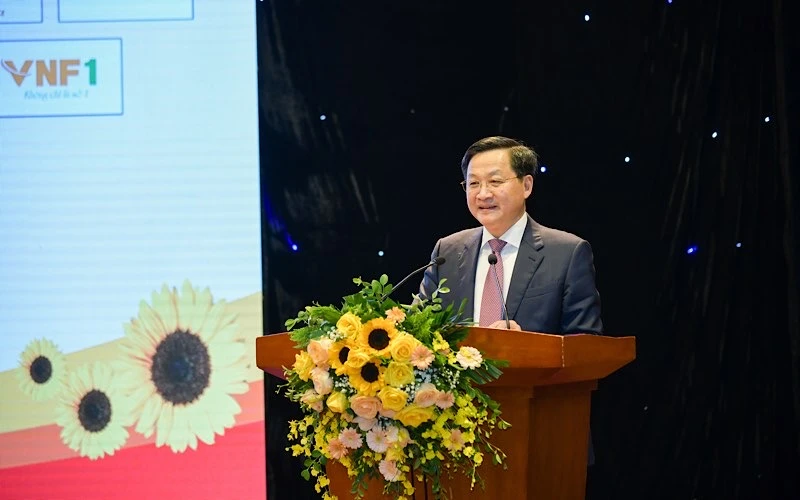 Đồng chí Lê Minh Khái, Bí thư Trung ương Đảng, Phó Thủ tướng Chính phủ phát biểu.