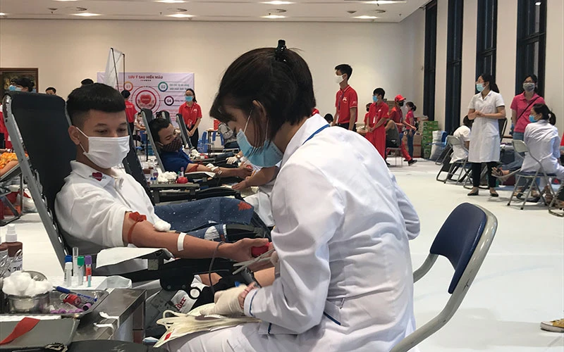 Hiến máu tình nguyện cứu người tại thành phố Hà Nội. 