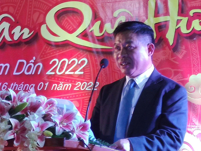 Đại sứ Nguyễn Huy Tăng phát biểu tại liên hoan mừng Xuân 2022. (Ảnh: Nguyễn Hiệp)