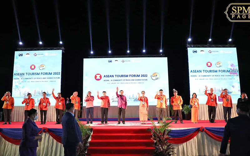 Lễ khai mạc Diễn đàn Du lịch ASEAN 2022 tại Campuchia vào tối 18/1/2022. (Ảnh: SPM)