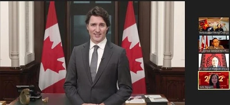 Thủ tướng Canada Justin Trudeau gửi thông điệp chúc mừng năm mới tới cộng đồng người Việt Nam tại Canada. (Ảnh: TTXVN)