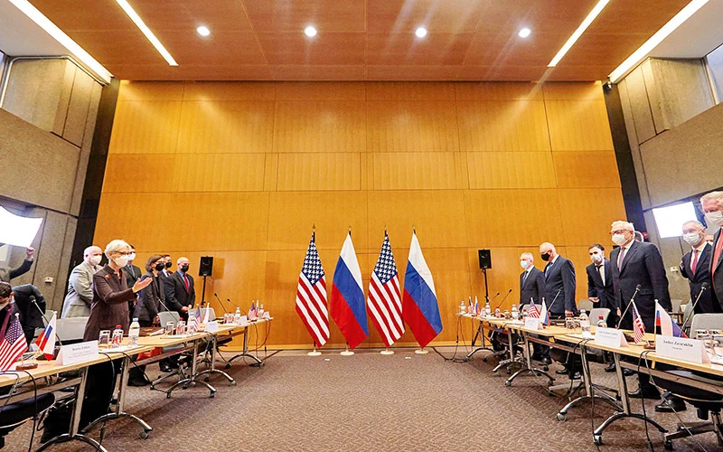 Ðàm phán an ninh Nga-Mỹ tại Geneva (Thụy Sĩ) tháng 1/2022. Ảnh | Reuters