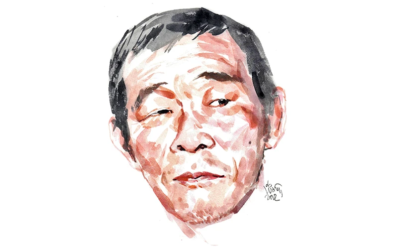 Ký họa chân dung nhà thơ Lâm Huy Nhuận của họa sĩ Ðỗ Hoàng Tường.