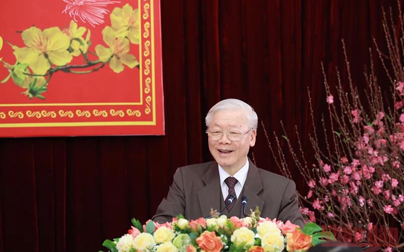 Tổng Bí thư Nguyễn Phú Trọng phát biểu tại buổi làm việc với cán bộ chủ chốt tỉnh Bắc Ninh.