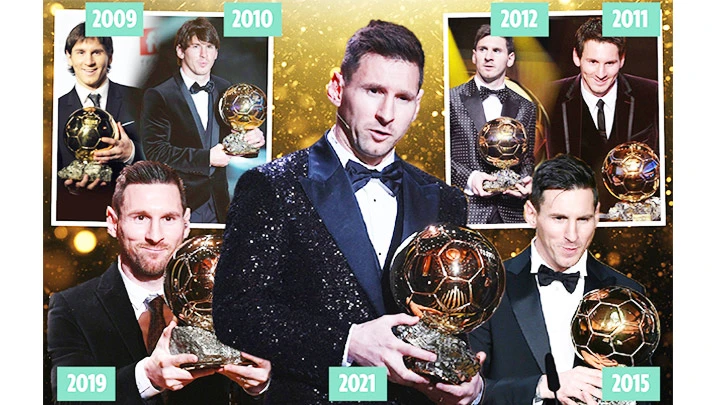 Với 7 Quả bóng vàng, Messi đã cân bằng thành tích sự nghiệp với huyền thoại Pele.