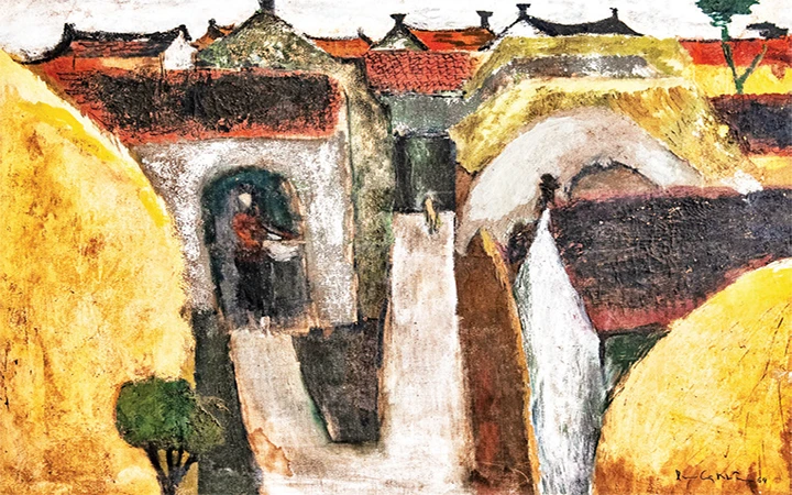 Làng Thư Thị, sơn dầu, 1960. Tranh | LƯU CÔNG NHÂN