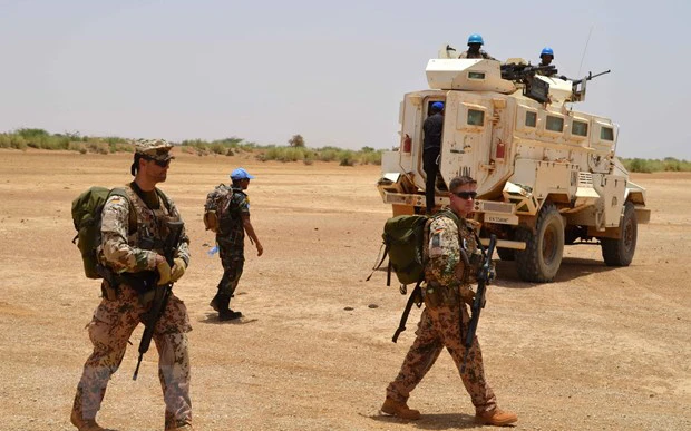 Binh sĩ thuộc Phái bộ gìn giữ hòa bình của Liên hợp quốc tại Mali (MINUSMA) làm nhiệm vụ tại Fafa, Mali. (Ảnh: AFP/TTXVN)
