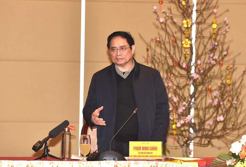 Thủ tướng Phạm Minh Chính chủ trì họp kiểm điểm tiến độ Dự án cao tốc Bắc-Nam phía Đông, giai đoạn 2017-2020. (Ảnh: TRẦN HẢI)