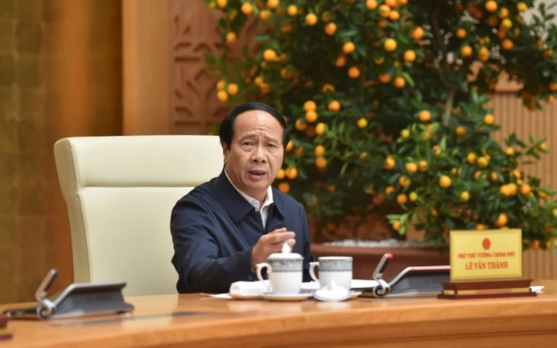 Phó Thủ tướng Lê Văn Thành phát biểu tại buổi họp. (Ảnh: Đức Tuân)