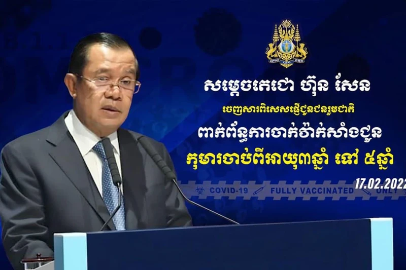 Thủ tướng Campuchia Samdech Techo Hun Sen quyết định tiêm phòng Covid-19 cho trẻ từ 3 đến dưới 5 tuổi (Ảnh: Fresh News)