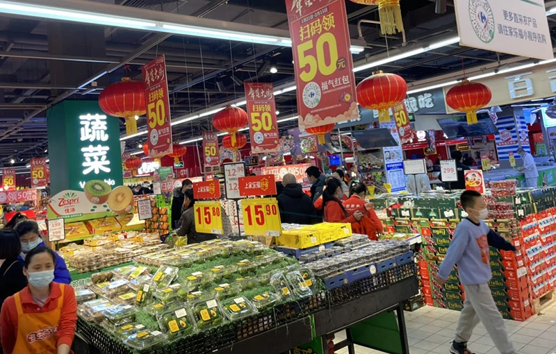 Một siêu thị ở thành phố Bắc Kinh, Trung Quốc. (Ảnh: Phương Thảo)